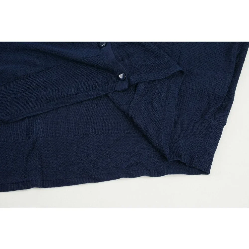 New Cashmere Company Women's 44/46 Blue Knit Cotton Silk V-Neck Cardigan Sweater - Picture 6 of 10